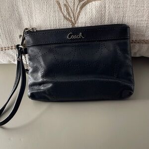 Coach Black Perforated C Pattern Wristlet Grab and Easy Go Coach Wristlet